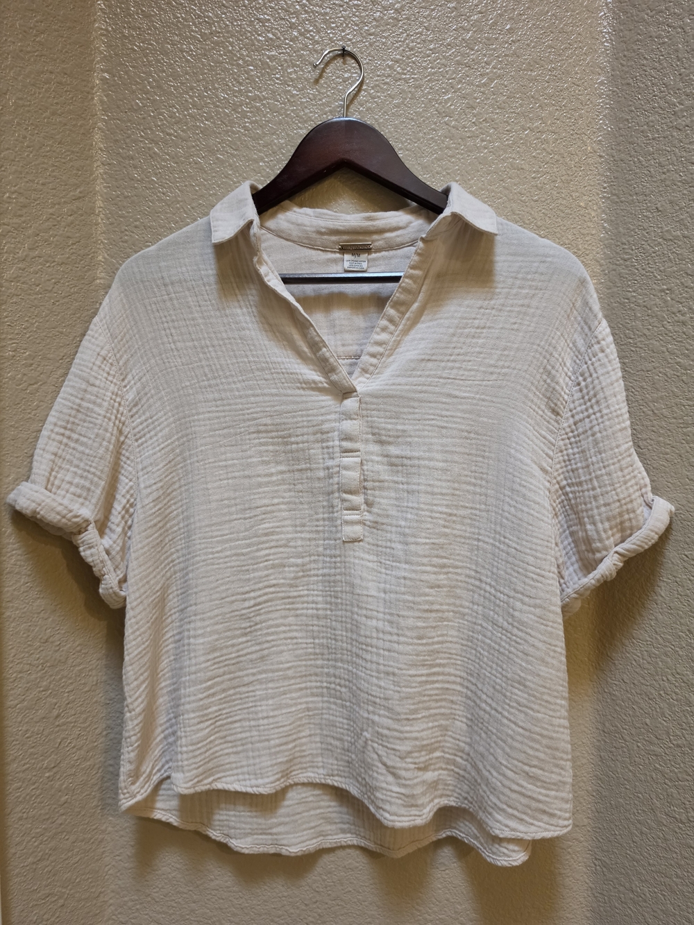 Magaschoni Gauzy 100% Organic Cotton Popover Tee T-Shirt Top Blouse Size Medium
